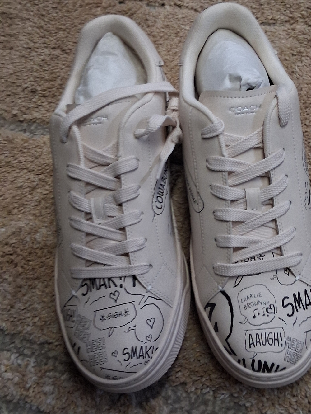 NWT COACH X PEANUTS HIGH LINE SNEAKER WITH NEWSPAPER PRINT - Picture 7 of 7